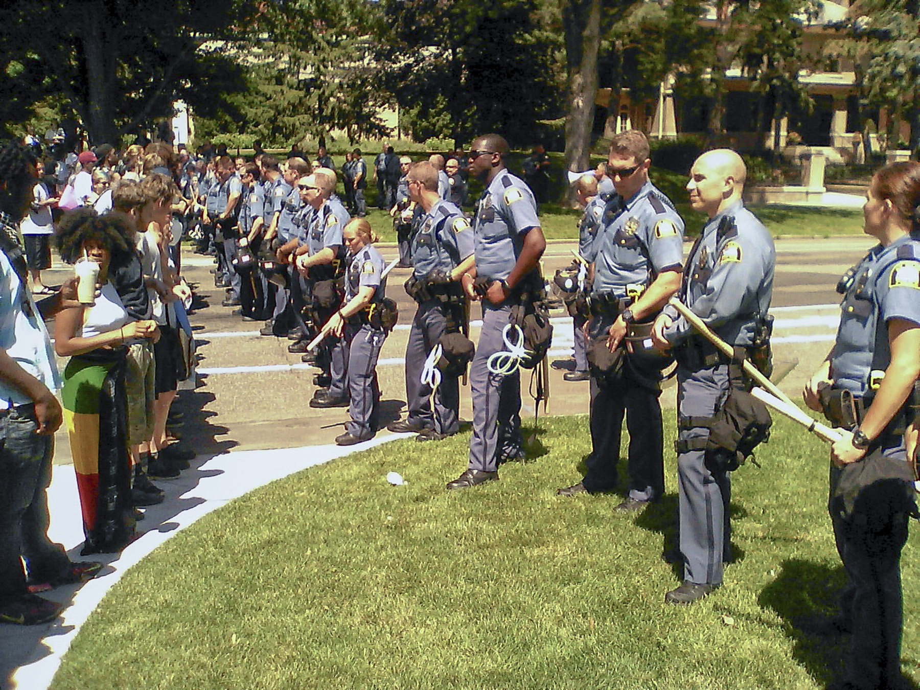 St. Paul police officers face off with a crowd near the Minnesota Governor's Residence. House Photography file photo